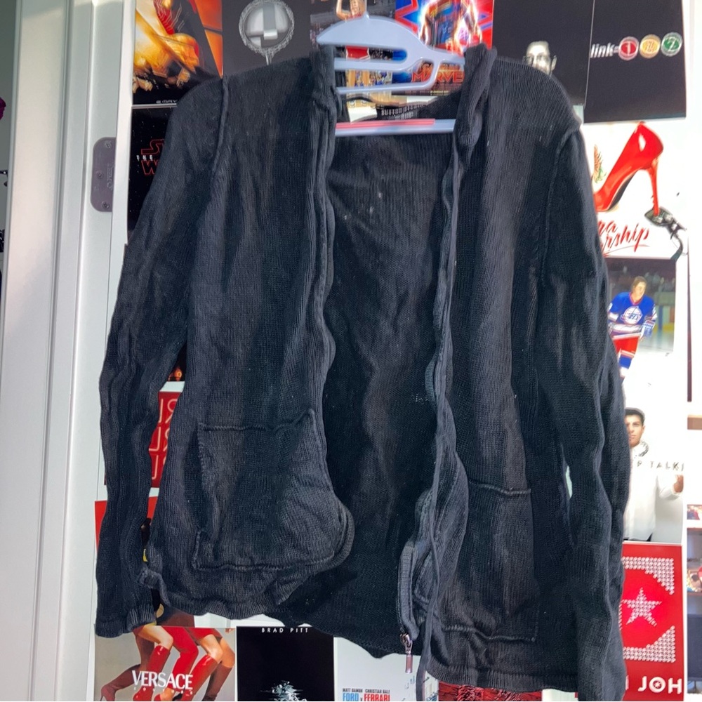 Vintage Sutton Studio Linen & Cotton Hooded Zip Up Jacket